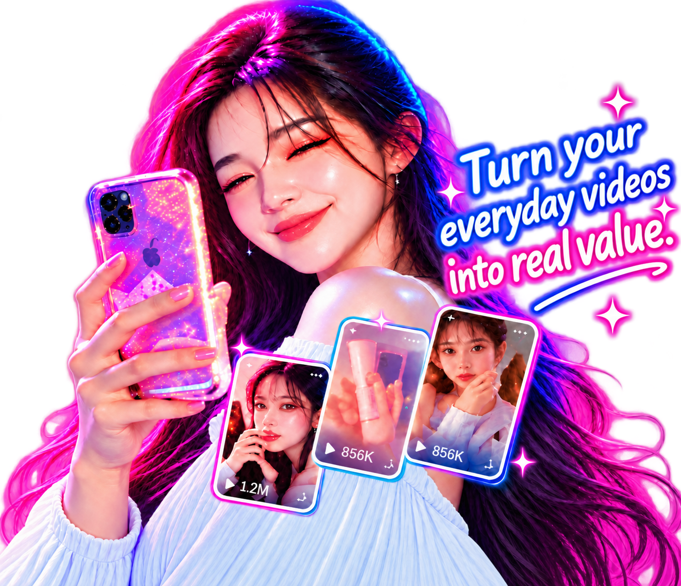 Creator filming a video on her phone